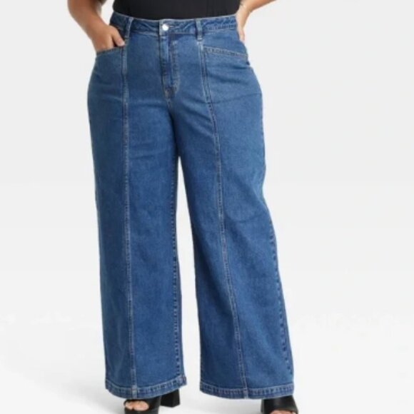 NWT Women's High-Rise Wide Leg Jeans - Ava & Viv Medium Wash size 20 - Picture 3 of 6